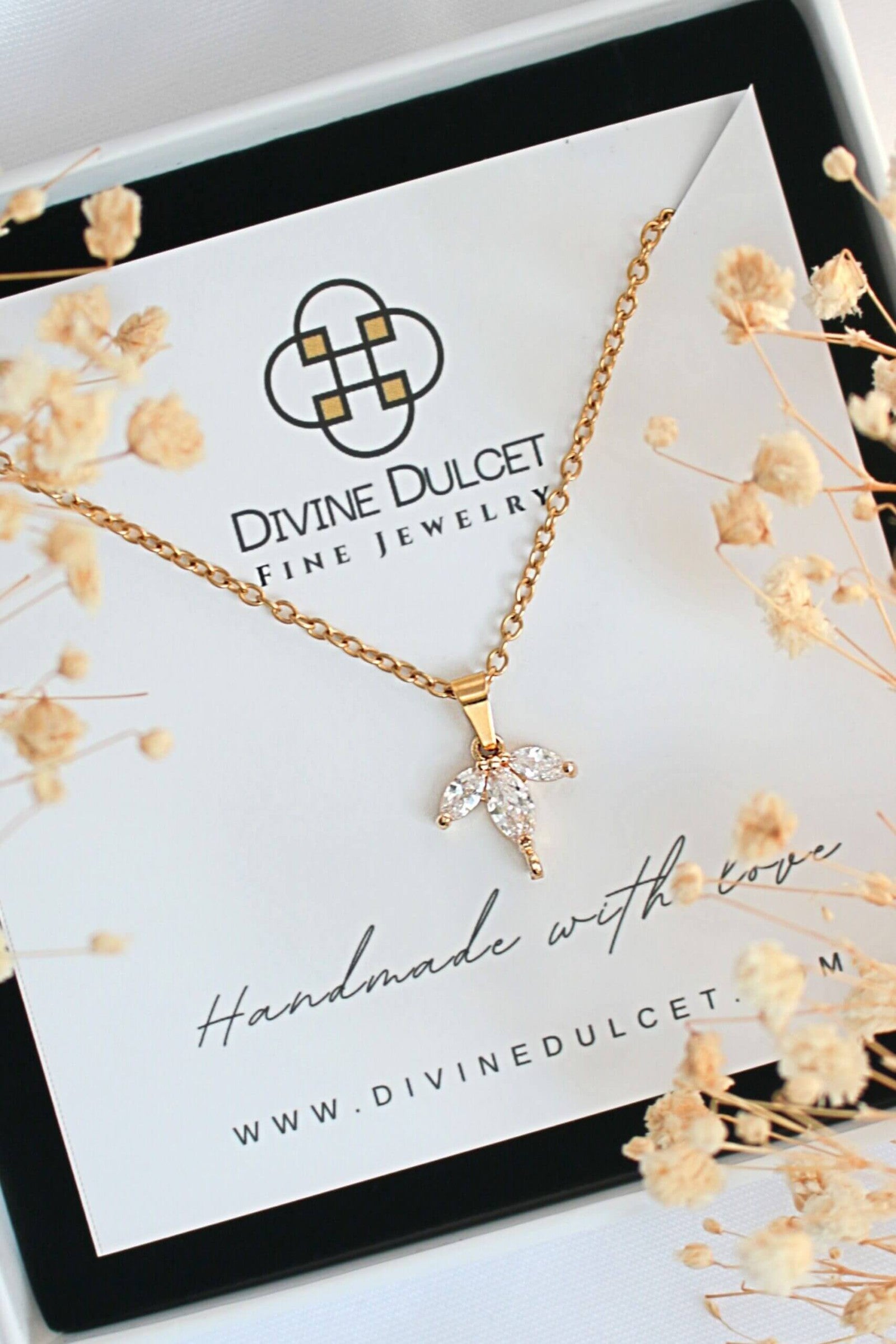 "Bloom" | 24K CZ Dainty Flower Petals Pendant Necklace-0