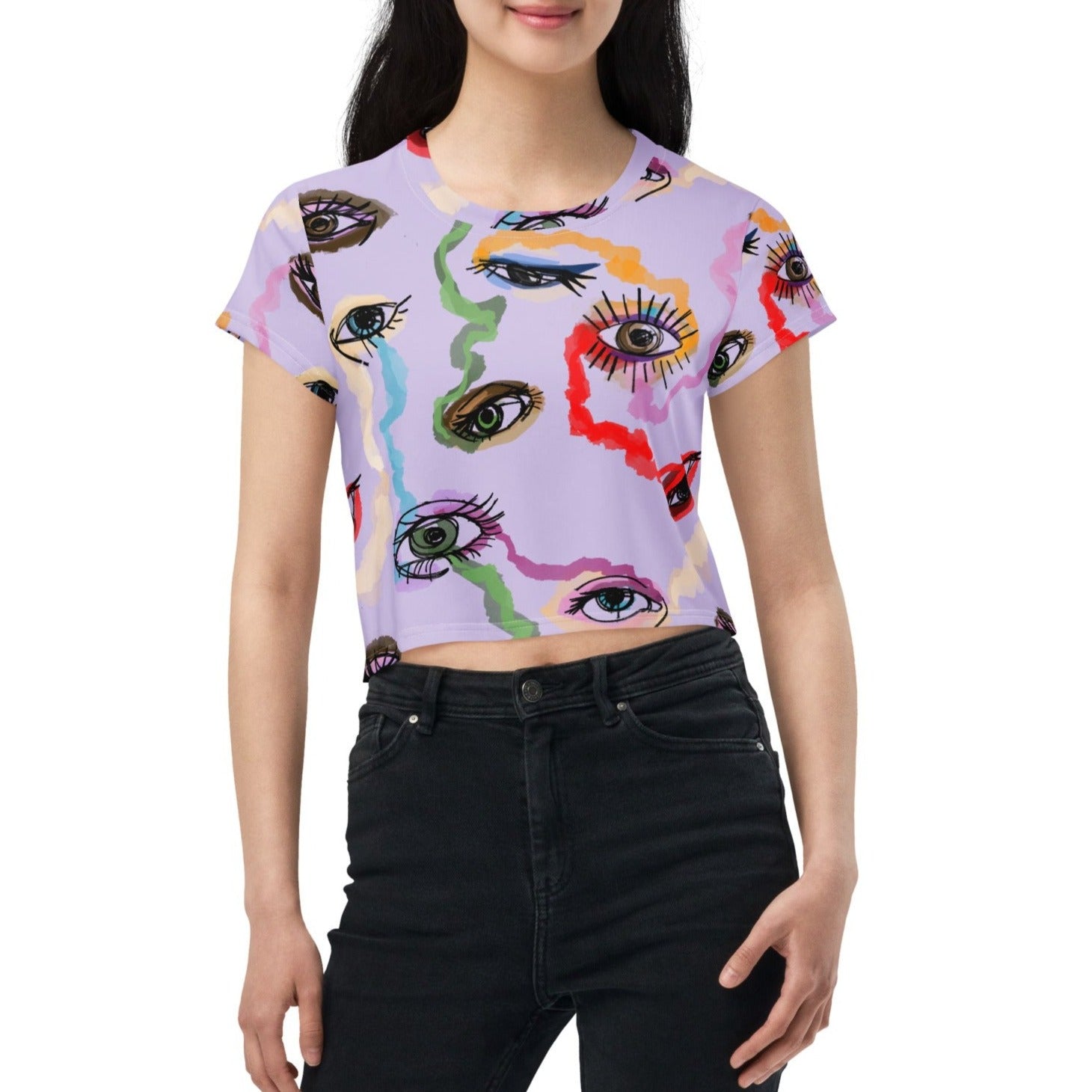 Colored Eyes - Crop-Top mit kurze Ärmel-Crop Tops-XS-linaliva.de