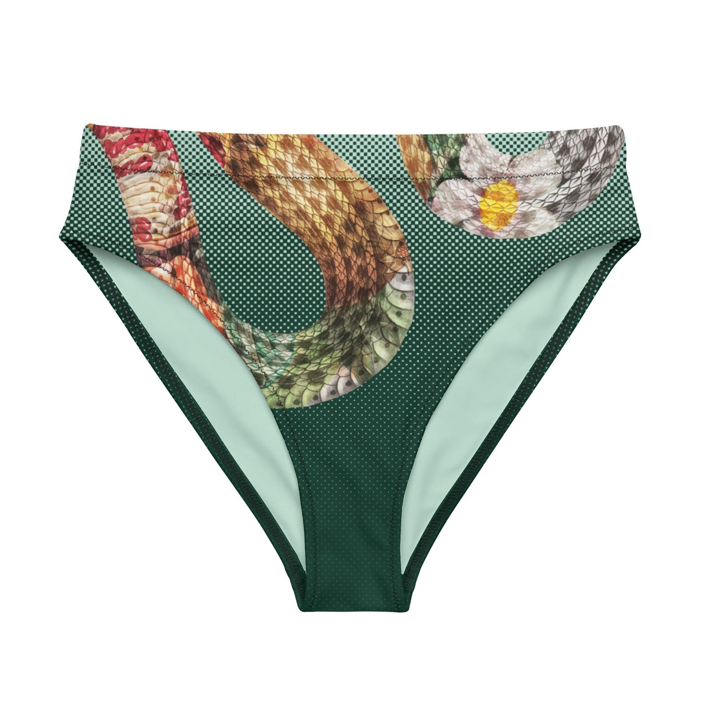 Floral Snake - Recyceltes Bikinihöschen mit hoher Taille