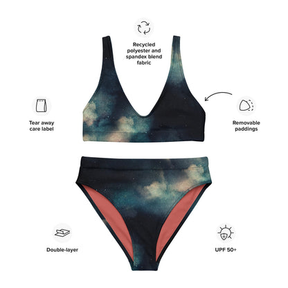 Starry Night (Blue) - Recycelter Bikini mit hoher Taille-recycelte Bikinis-linaliva.de