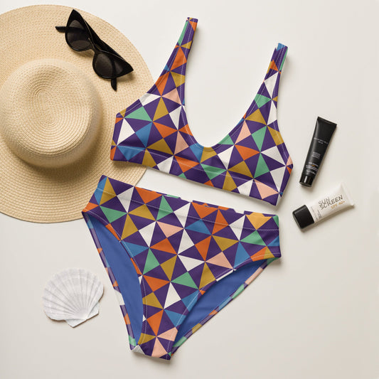 Bandeiras - Recycelter Bikini mit höher Taille - purple