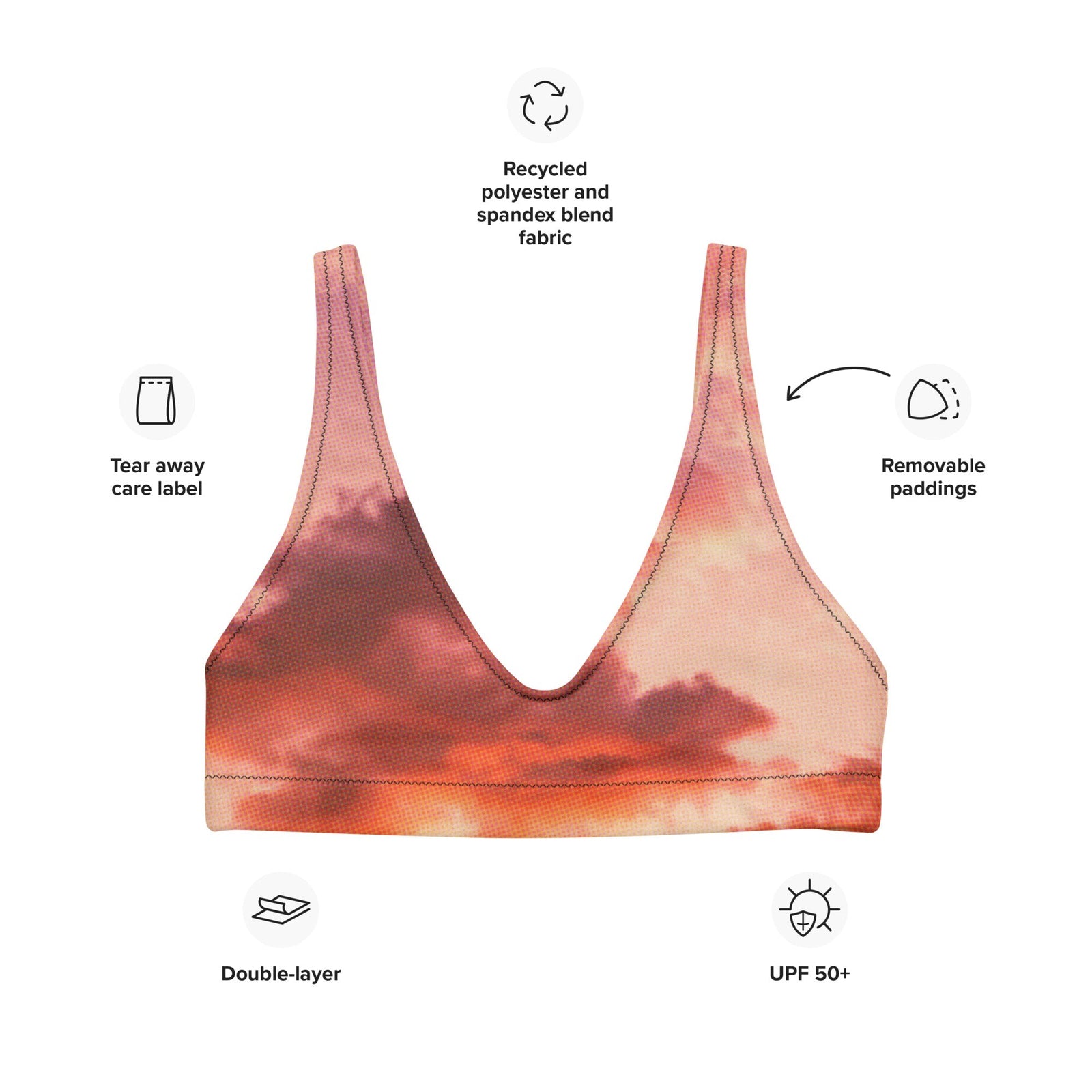 Perfect Sunset - Recyceltes, gepolsterstes Bikinioberteil-recycelte Bikinis-linaliva.de