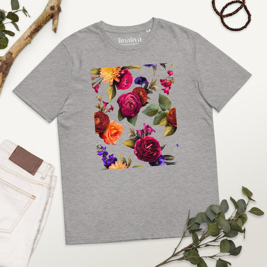 Floral Burst - Unisex T-Shirt - Bio-Baumwolle - Grau