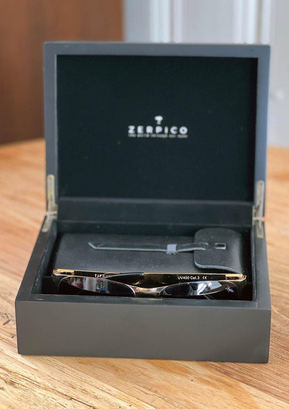 Oskar - Titan-Wayfarer-Sonnenbrille mit 24K Vergoldung-Sonnenbrillen-linaliva.de