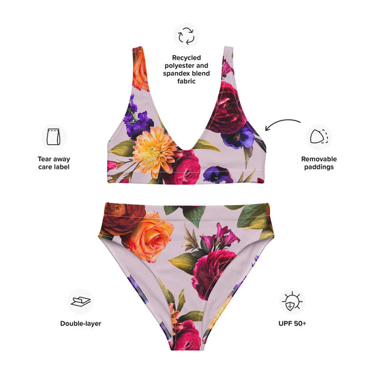 Floral Burst - Recycelter Bikini mit hoher Taille-recycelte Bikinis-linaliva.de